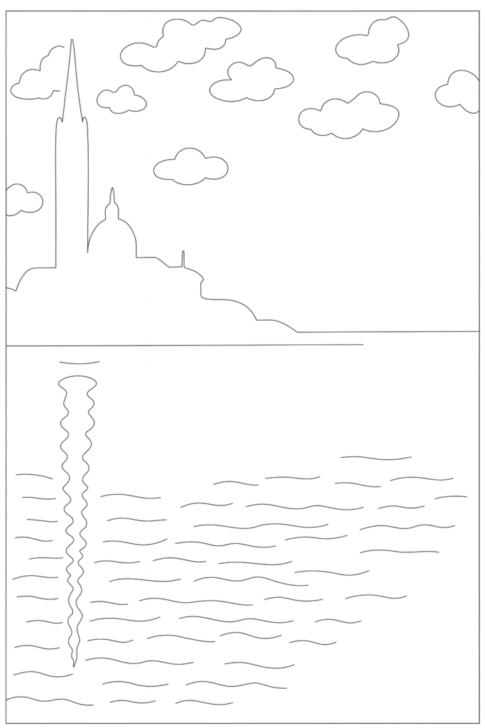 San Giorgio Maggiore at Dusk coloring page